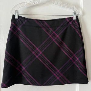 Athleta mini skirt size M black and magenta plaid